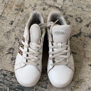 Adidas White Sneakers with Animal Print Accents